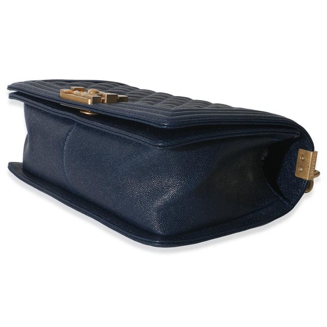 Navy Quilted Caviar Old Medium Boy Handbag For Sale In New York - Image 6 of 8