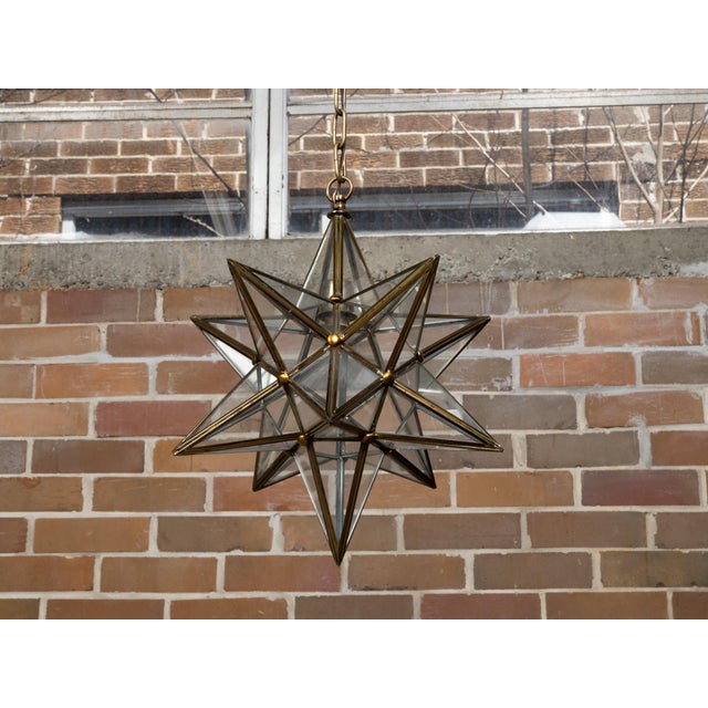 Mid 20th Century Mid Century Modern French Star Glass and Metal Light Fixture with Single Socket For Sale In Atlanta - Image 6 of 12