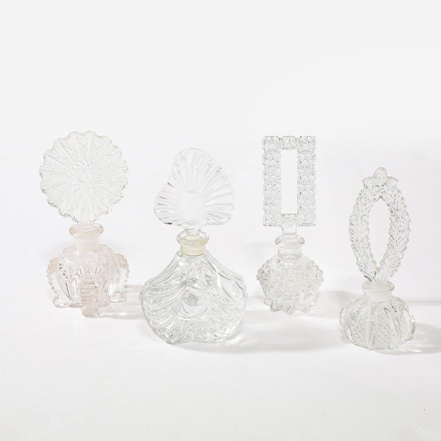 1930s Set of Four Assorted Art Deco Pressed Glass Perfume Holders For Sale - Image 5 of 12