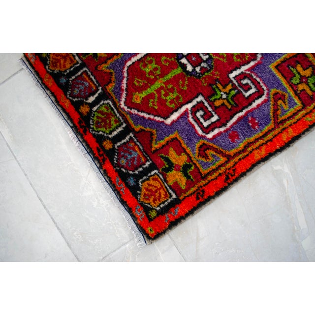 1970s Hand Made Turkish Mat Rug Small Rug Kitchen Mat Organic Wool - 1'7" X 3'3" For Sale - Image 9 of 11