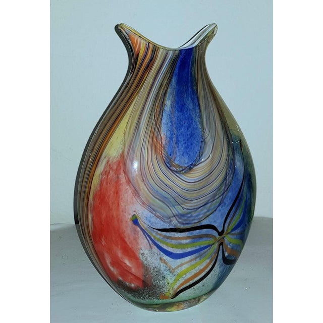 ★SALE★イタリア★T.MURANO GLASS★ガラス★手描き絵付★花瓶★ Murano Art Glass Vase | Chairish