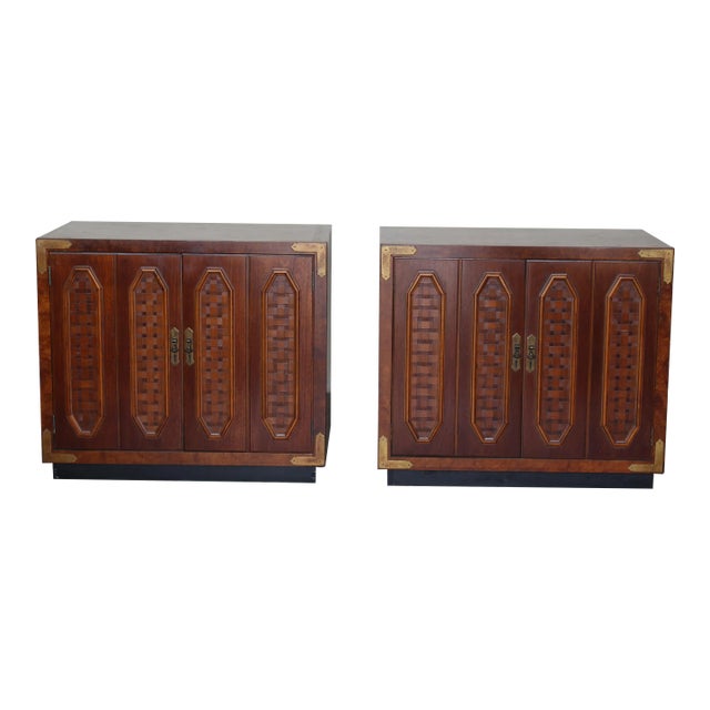 Pair of Mid Century Walnut Cabinet For Sale