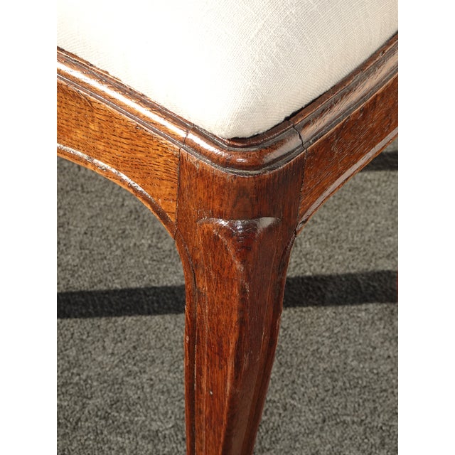 Six Vintage French Country Oak White Dining Room Chairs For Sale - Image 11 of 12
