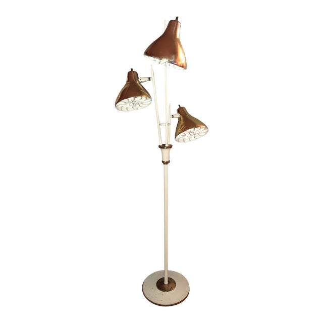 Gerald Thurston Lightolier Triennale Cream Brass Floor Lamp 1960s