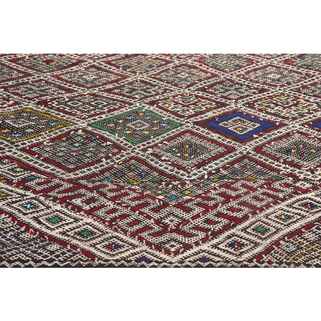Late 20th Century Vintage Zemmour Moroccan Kilim Rug, 03'10 X 23'01 For Sale - Image 5 of 11