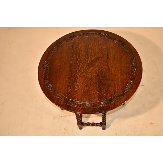 19th Century English Oak Carved Gate-Leg Table For Sale - Image 9 of 10