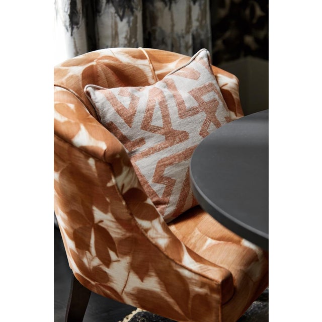 Contemporary Harlequin Grounded Fabric in Baked Terracotta/Parchment - a Sample For Sale - Image 3 of 4