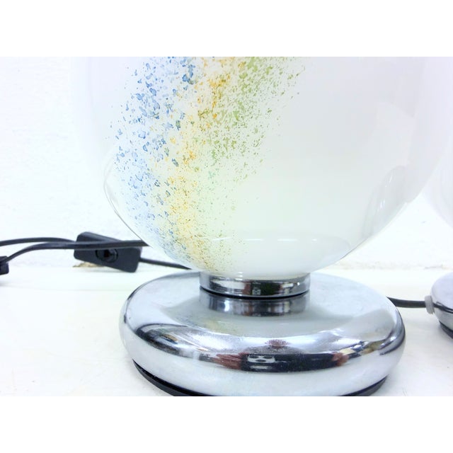 Mid-Century Modern Small Space Age Spherical Table Lamps in Chrome and Glass by Bonalux, 1970s, Set of 2 For Sale - Image 3 of 10