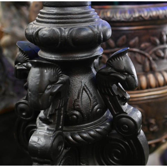 French Cast Iron Street Lamp with Lion For Sale - Image 9 of 11