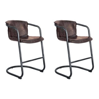 Regina Andrew Axl Leather Counter Stool, Distressed Whiskey - Set of 2 For Sale