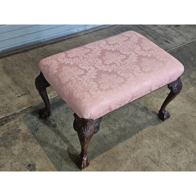 Baker Furniture Company Baker Historic Charleston Chippendale Mahogany Footstool Bench Stool Claw & Ball For Sale - Image 4 of 8