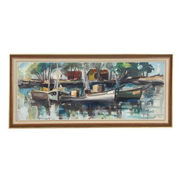 Dag Björn Hellsing, Harbour Motif, 1960s, Oil on Panel, Framed For Sale