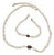 1990s 14k Gold Pink Rice Pearl and Oval Garnet Jewelry Set. For Sale