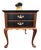 1960s Refinished Queen Anne Style Side Table Featuring Painted Black Drawers and Gold Hardware. For Sale
