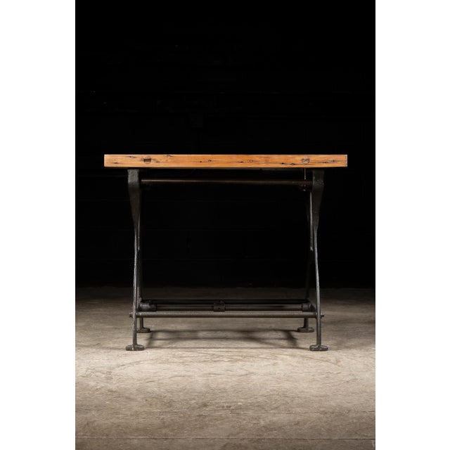 Industrial Oak Table on Antique Cast Iron Base For Sale In Chicago - Image 6 of 14