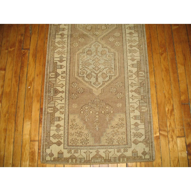 Spanish Early 21st Century Neutral Brown Geometric Turkish Scenic Runner - 2'5" x 12'3" For Sale - Image 3 of 5