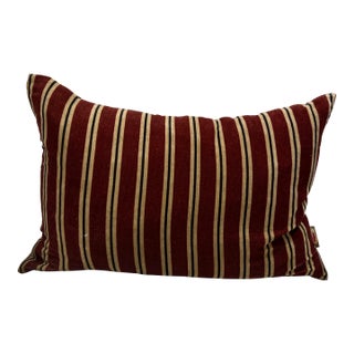 House of Lyria Burgundy Stripe Velvet Lumbar Pillows — Pair (24” X 16”) For Sale