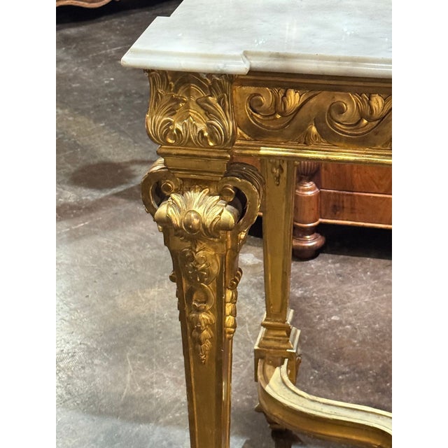 19th C. French Louis XV Giltwood Console For Sale In Dallas - Image 6 of 9