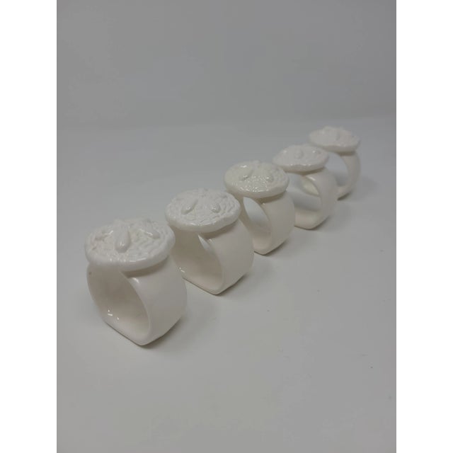 Sand Dollar White Ceramic Napkin Rings Set of 5 Chairish