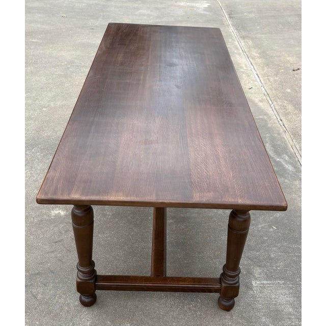 Farmhouse Vintage French Country Farm Dining Table For Sale - Image 3 of 9