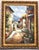 1980s Large Vintage Mediterranean Street Coastal Landscape Oil Painting Ornate Gold Wood Frame For Sale - Image 5 of 13