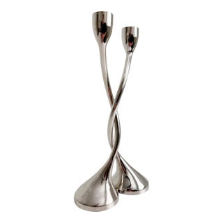 Vintage Nesting Zigzag Candlesticks - A Pair For Sale