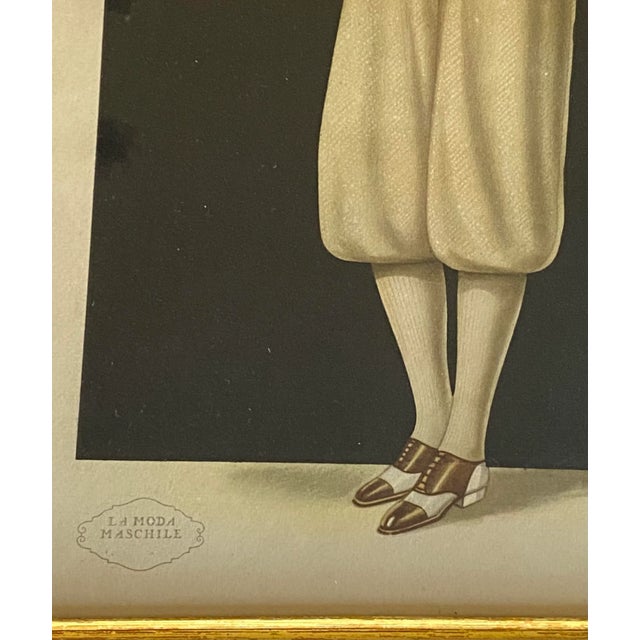 1930s "La Moda Maschile" Original Men and Women Fashion Prints, Framed - Set of 6 For Sale - Image 6 of 13