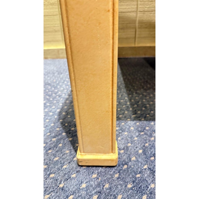 1970s Vintage Henredon Faux Goatskin Dining Table With Two Leaves For Sale - Image 9 of 11