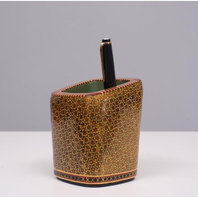 Brown Vintage Middle Eastern Khatam Pen and Letter Desk Set, Set of 3 For Sale - Image 8 of 15