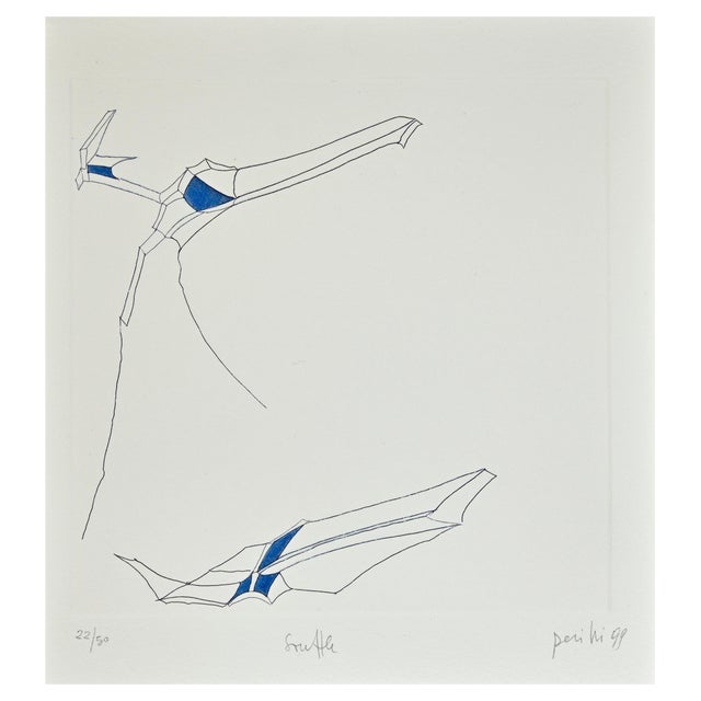 Achille Perilli, Phrases, Souffle, Etching, 1999 For Sale