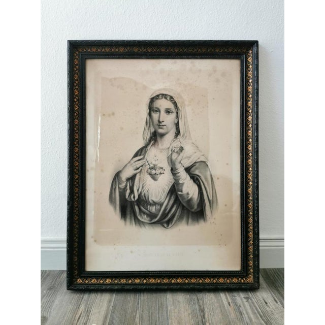 Virgin Mary and Jesus, Large Engravings, 19th Century, Set of 2 For Sale - Image 6 of 14
