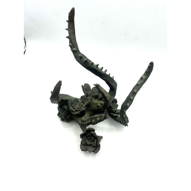 Vintage Bronze Sculpture of Blooming Succulent For Sale - Image 4 of 18