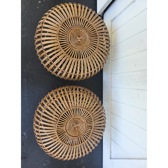 Mid-Century Modern 1960s Vintage Rattan Stool For Sale - Image 3 of 10
