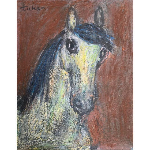 Eugeniusz Tukan-Wolski, White Horse, Mixed Media on Paper For Sale - Image 4 of 4