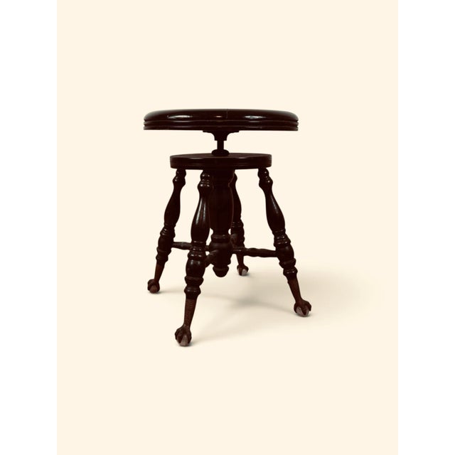 Antique Victorian Adjustable Claw and Ball Piano Stool For Sale - Image 4 of 5