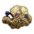 Circa 1922 14K Gold Sapphire, Diamond, and Ruby Organic Brooch For Sale