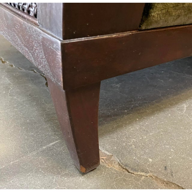 Wood Hamilton Sofa in George Spencer Green Velvet Upholstery From the Madeline Stuart Collection For Sale - Image 7 of 9