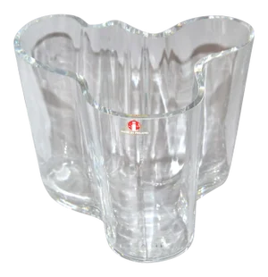 Iittala Alvar Aalto Clear Art Glass Sculptural Flower Savoy Vase Scandinavian