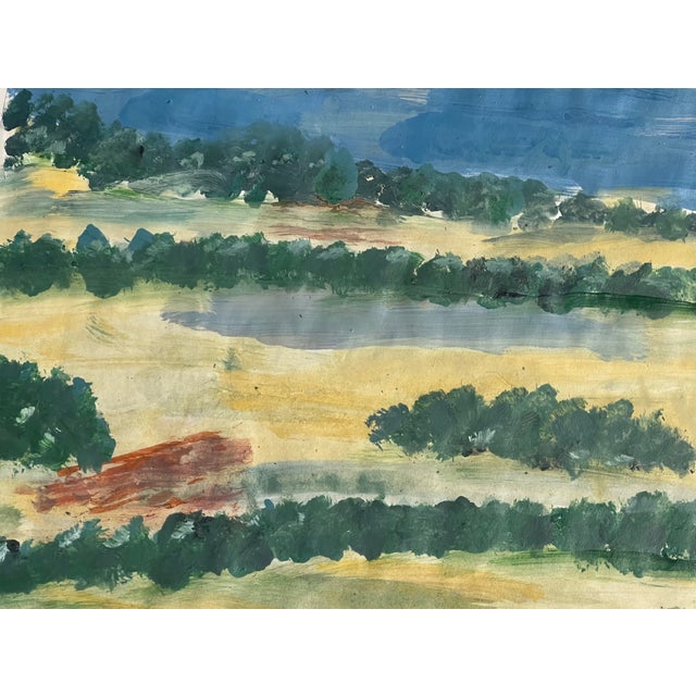 Paper 1970s Pair of Abstract Landscape Paintings by Elia Framed For Sale - Image 7 of 8