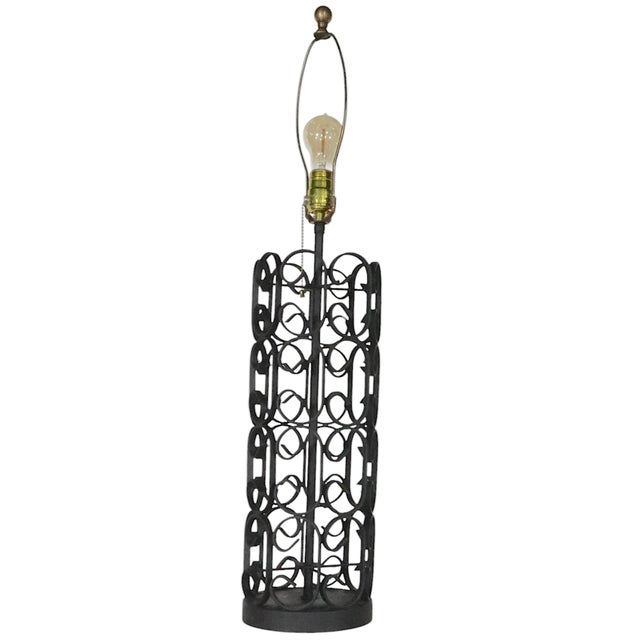 Mid-Century Modern Mid Century Wrought Iron Grenada Table Lamp by Arthur Umanoff For Sale - Image 3 of 7