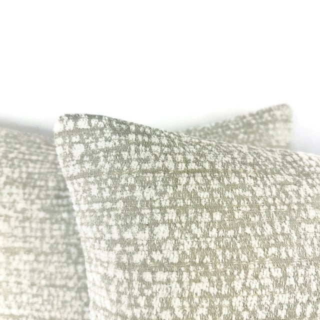 Contemporary Perennials Rock Steady in White Sands Pillow Cover - Euro Sham - Gray and White Textured Speckle Outdoor Cushion Cover For Sale - Image 3 of 6