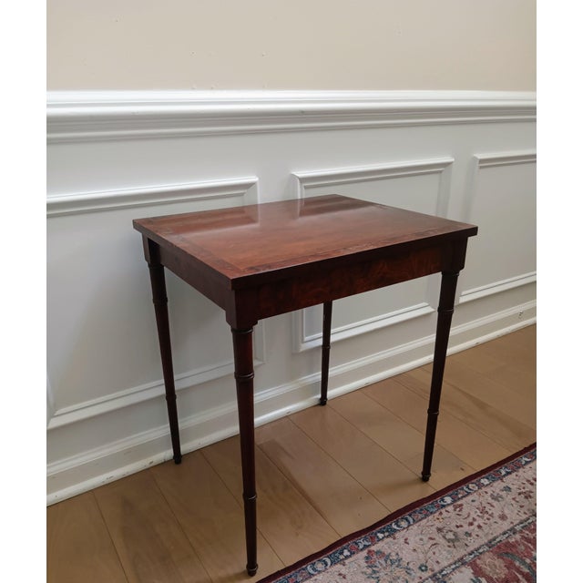 Wood Maximize Your Living Space Without Sacrificing Classic Elegance With This Versatile Antique Sheraton-Style Mahogany Nesting Extension Table. For Sale - Image 7 of 12