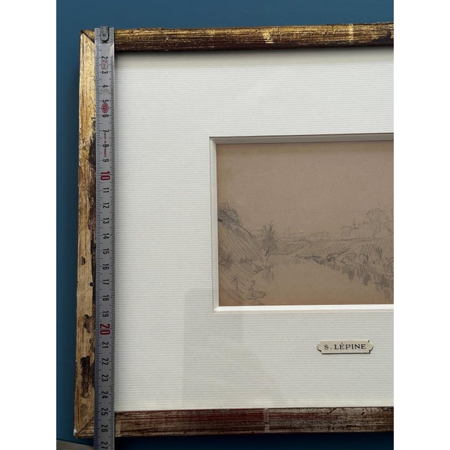 Stanislas Lépine, Landscapes, Original Double-Sided Pencil Drawing on Paper, Framed For Sale - Image 3 of 15