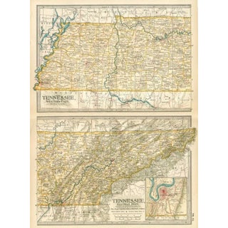 1911 Antique Tennessee State Map For Sale
