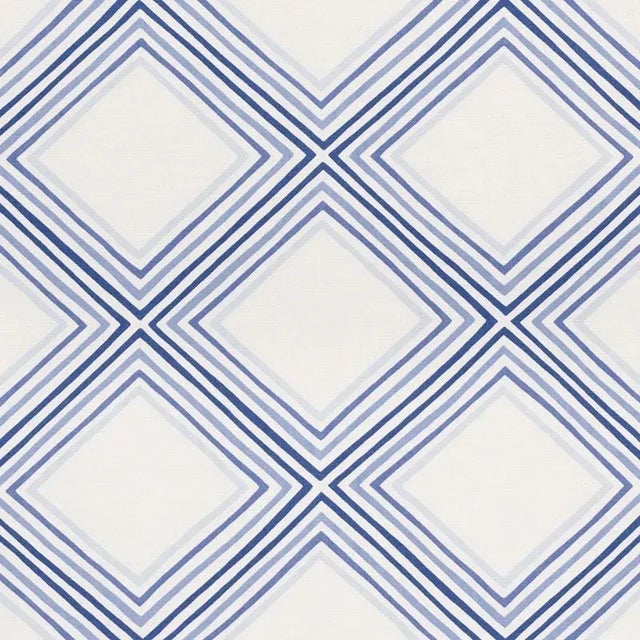 Sample - Schumacher X Vera Neumann Square Dance Fabric in Blue For Sale
