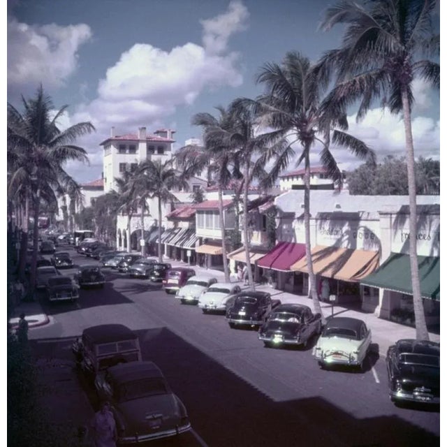 Palm Beach Street 1953 by Slim Aarons Slim Aarons Limited Estate Edition Cars parked on a tree-lined street in Palm Beach,...