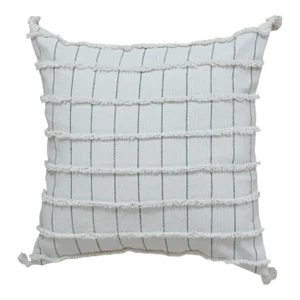 Geometric Modern Wool and Cotton Pillow in White