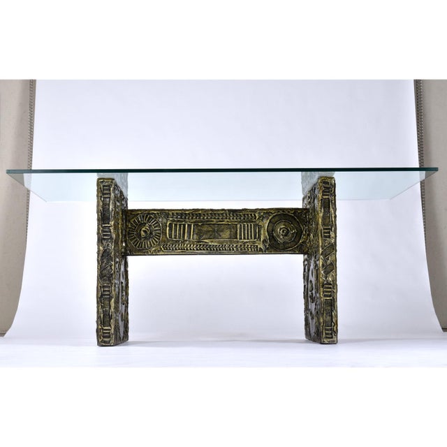 Postmodern Adrian Pearsall for Craft Associates Glass Top Brutalist Dining Table or Desk For Sale - Image 3 of 14