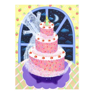 Spooky Cute - Original Surrealist Dessert and Animal Acrylic Painting on Canvas by Amy Tai For Sale
