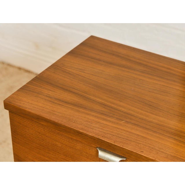 Mid 20th Century Six Drawer Walnut Dresser With Curved Metal Drawer Pulls For Sale In Los Angeles - Image 6 of 12